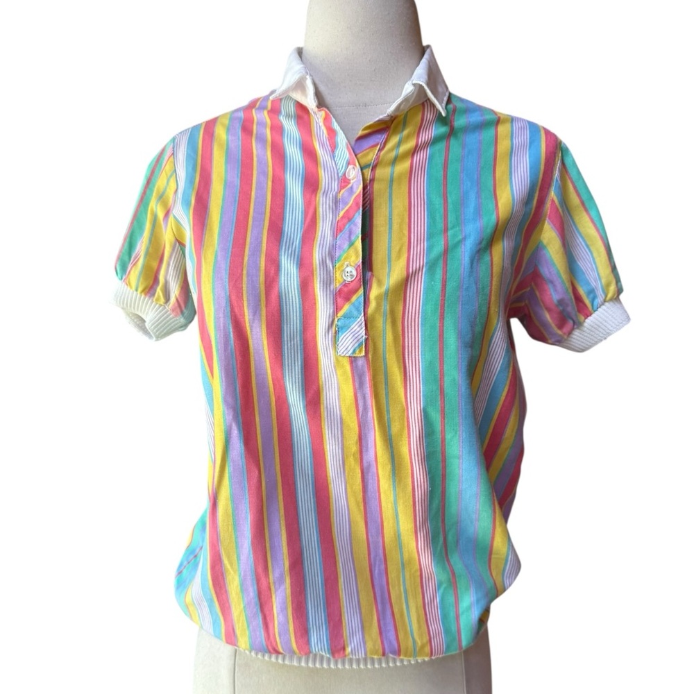 Vintage Pastel Striped Button Down Shirt